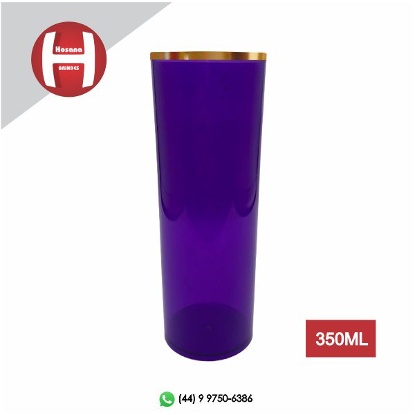 LONG DRINK ROXO - BORDA METALIZADA DOURADA