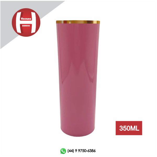 LONG DRINK ROSA BEB - BORDA METALIZADA DOURADA
