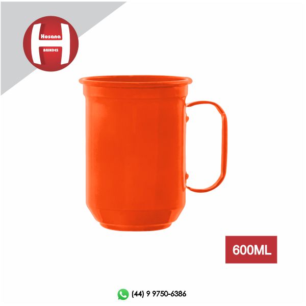 CANECA DE ALUMNIO - LARANJA NEON 600ML